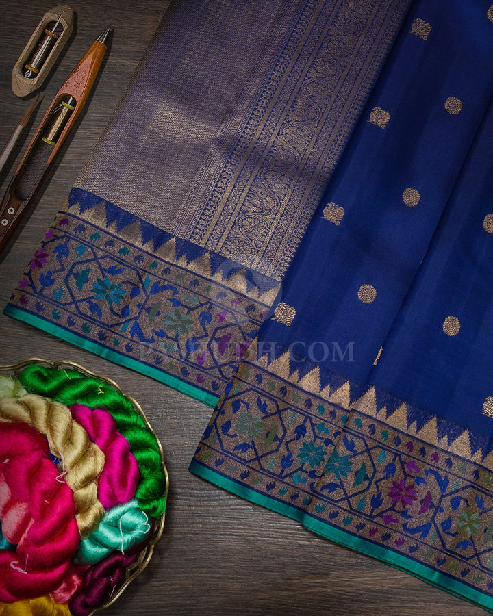 Deep Blue Paithani Kanjivaram Silk Saree-S1772(D)