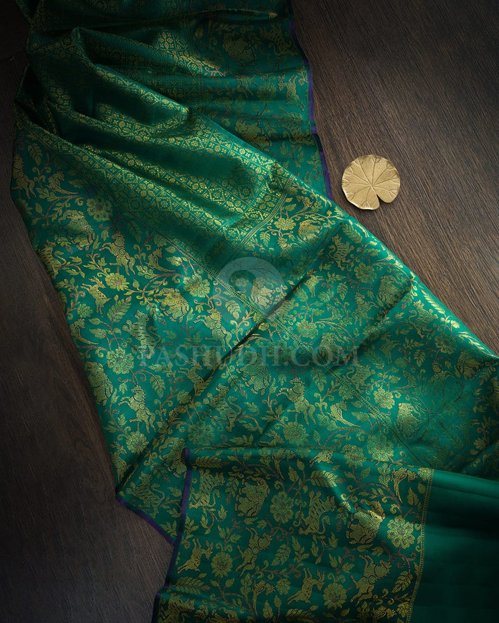 Forest Green Vanasingaram Kanjivaram Silk Saree-S1503(J)