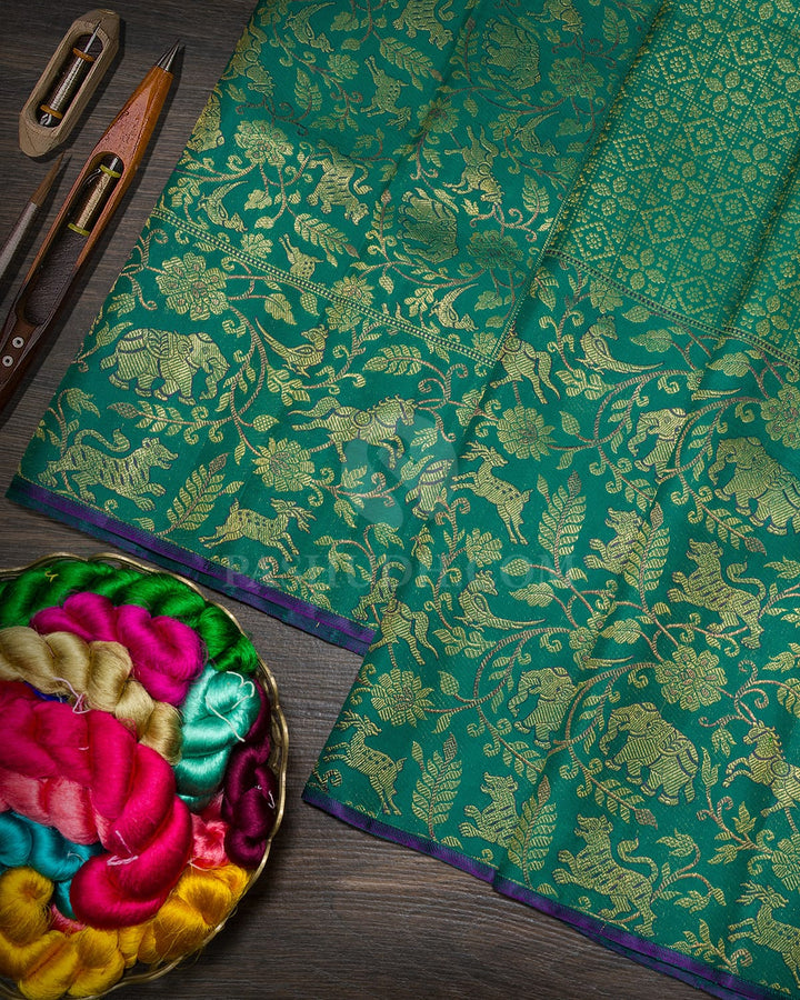 Forest Green Vanasingaram Kanjivaram Silk Saree-S1503(J)