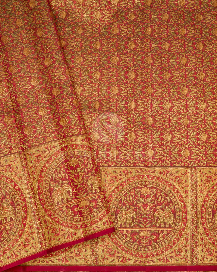 Mango Yellow Antique Border Kanjivaram Silk Saree-S1783(B)