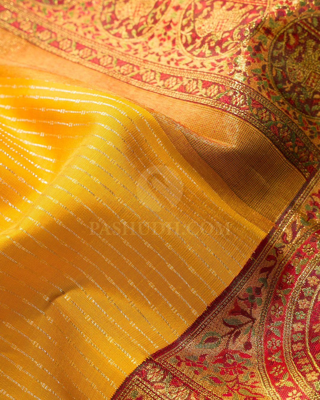 Mango Yellow Antique Border Kanjivaram Silk Saree-S1783(B)