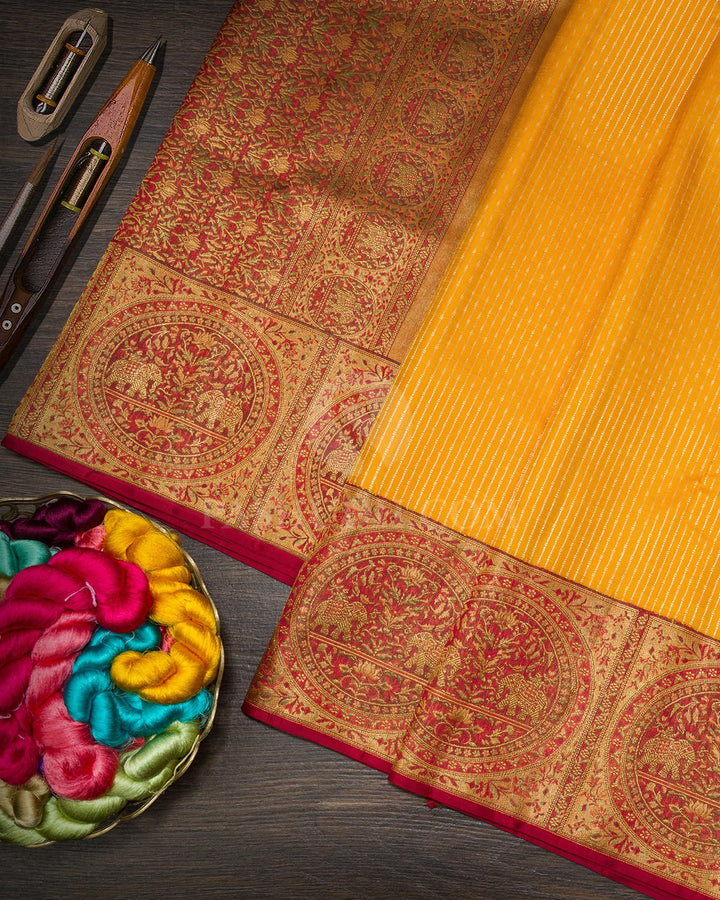 Mango Yellow Antique Border Kanjivaram Silk Saree-S1783(B)