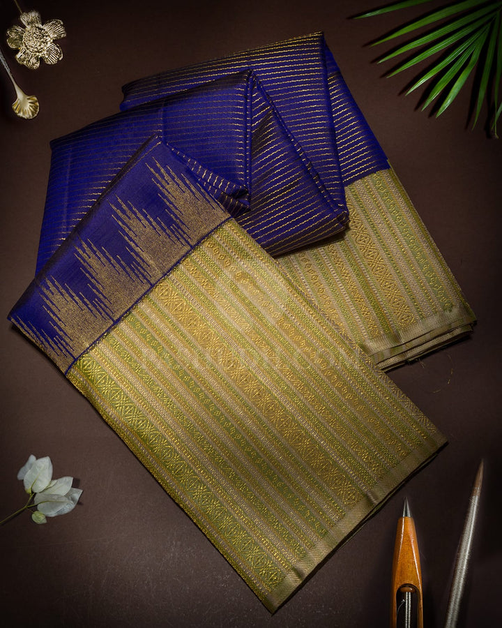 Midnight Blue Kanjivaram Silk Saree-S1828(A)