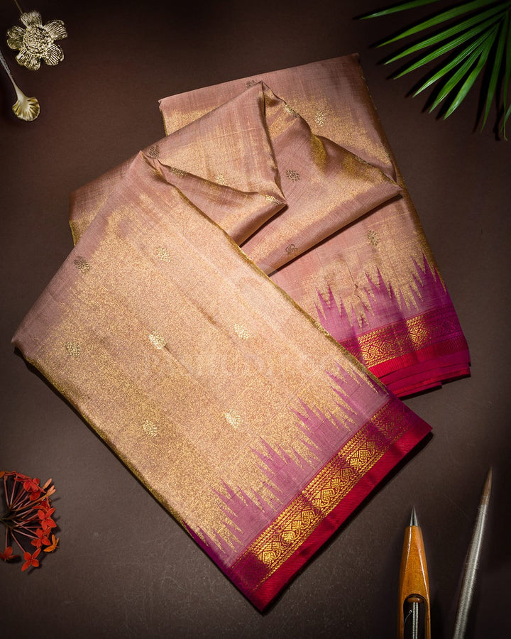 Onion Pink Silk Shimmer Kanjivaram Silk Saree-S1830(A)