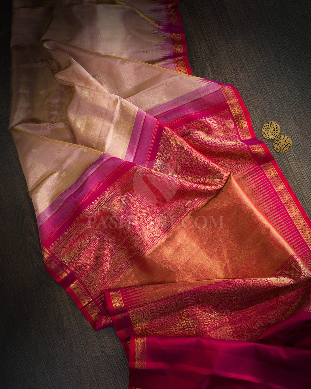 Onion Pink Silk Shimmer Kanjivaram Silk Saree-S1830(A)