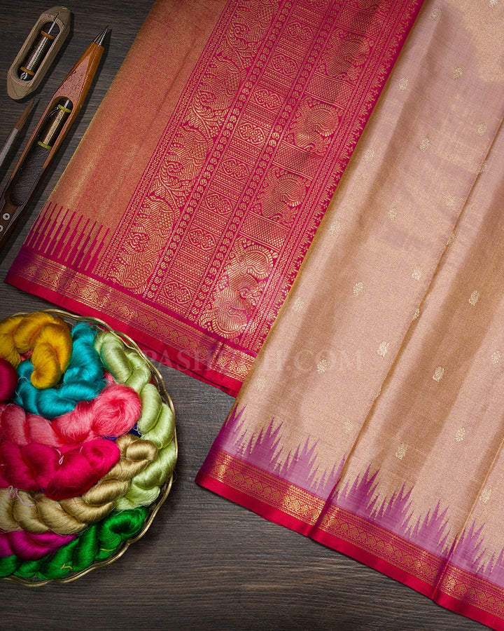 Onion Pink Silk Shimmer Kanjivaram Silk Saree-S1830(A)