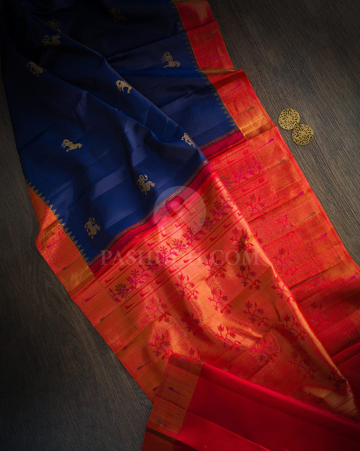 Navy Blue Paithani Kanjivaram Silk Saree-S1834(A)