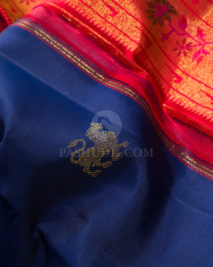 Navy Blue Paithani Kanjivaram Silk Saree-S1834(A)