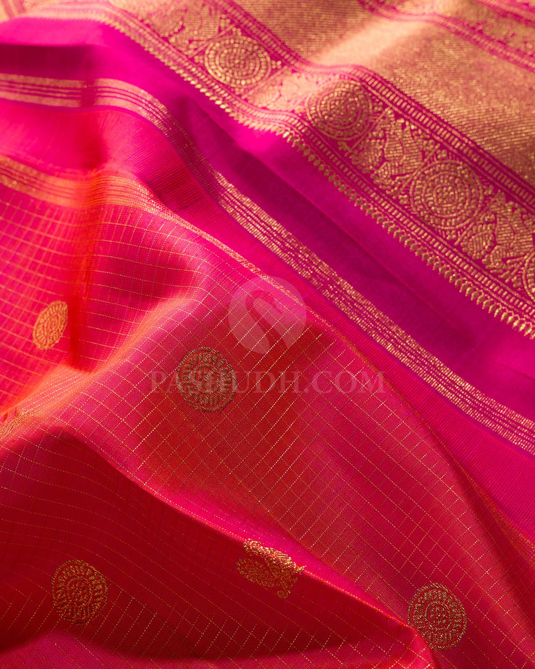 Dual Shaded Pink Pure Zari Vairaoosi Kanjivaram Silk Saree-SP464