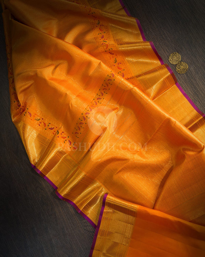 Orange Meenakari Kanjivaram Silk Saree-S1843(A)