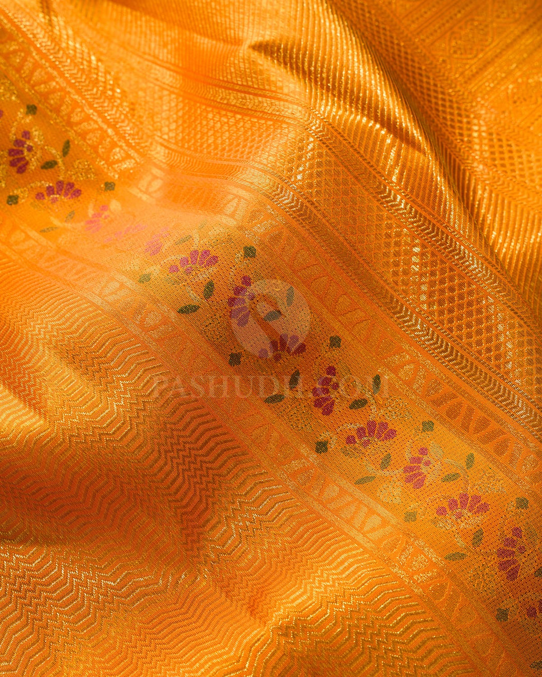 Orange Meenakari Kanjivaram Silk Saree-S1843(A)