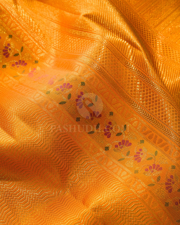 Orange Meenakari Kanjivaram Silk Saree-S1843(A)