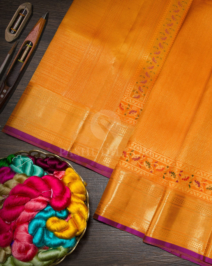 Orange Meenakari Kanjivaram Silk Saree-S1843(A)