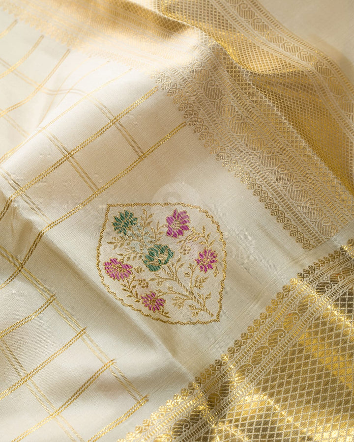 Cream Meenakari Kanjivaram Silk Saree-S1823(A)