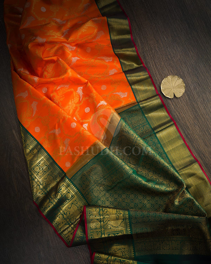 Neon Orange Kanjivaram Silk Saree-S1825(A)