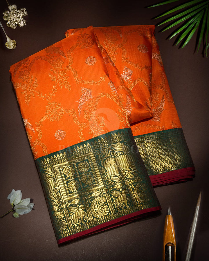 Neon Orange Kanjivaram Silk Saree-S1825(A)