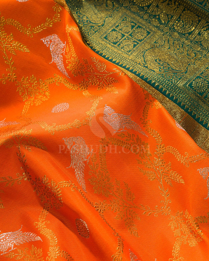 Neon Orange Kanjivaram Silk Saree-S1825(A)