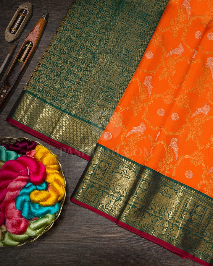 Neon Orange Kanjivaram Silk Saree-S1825(A)
