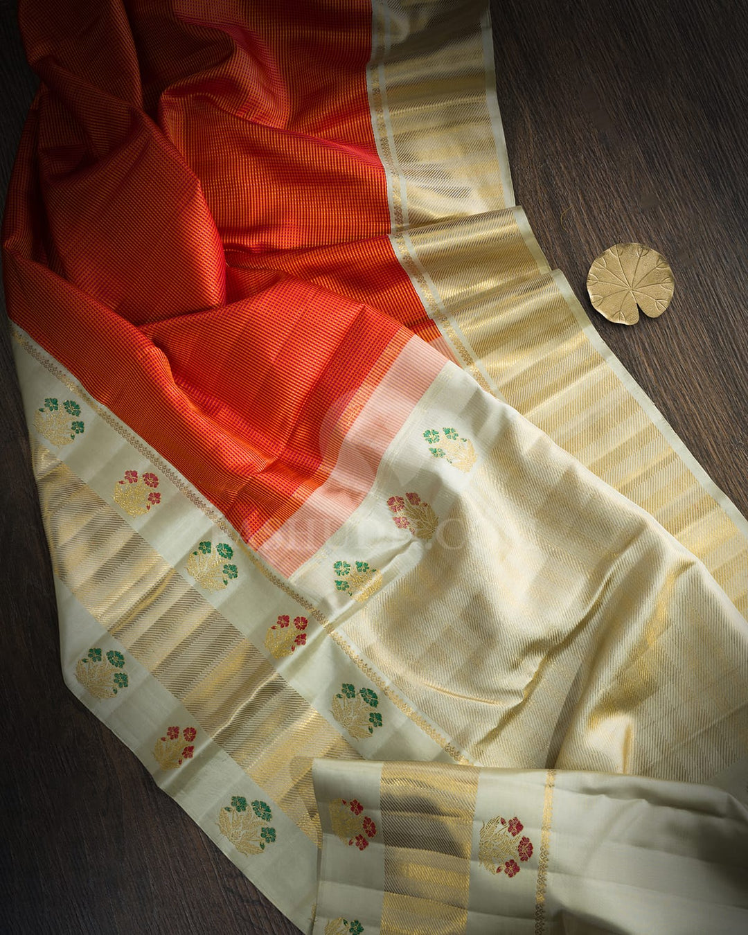 Orange With Rani Pink Meenakari Kanjivaram Silk Saree-S1728(C)