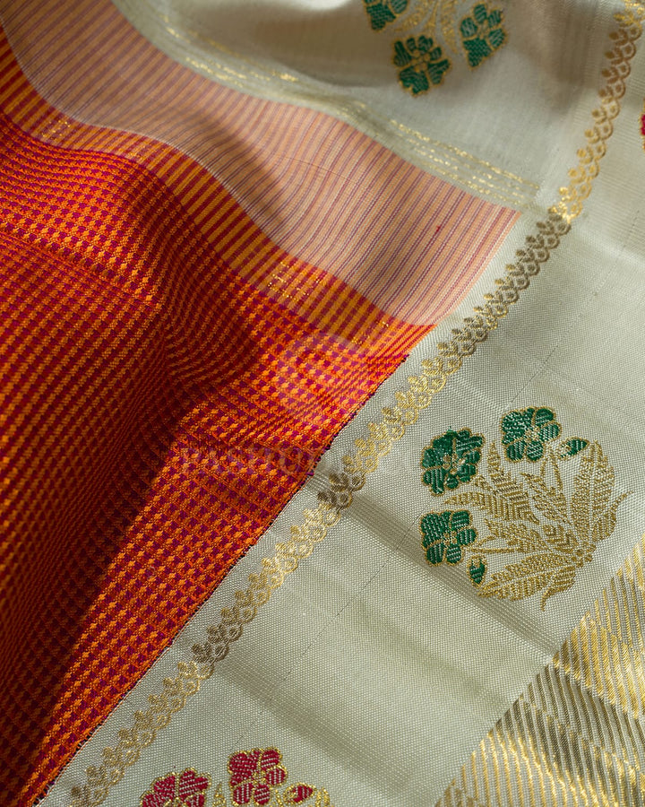 Orange With Rani Pink Meenakari Kanjivaram Silk Saree-S1728(C)