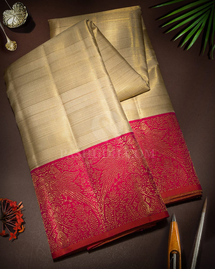 Ivory Vairaoosi Kanjivaram Silk Saree-S1519(B)