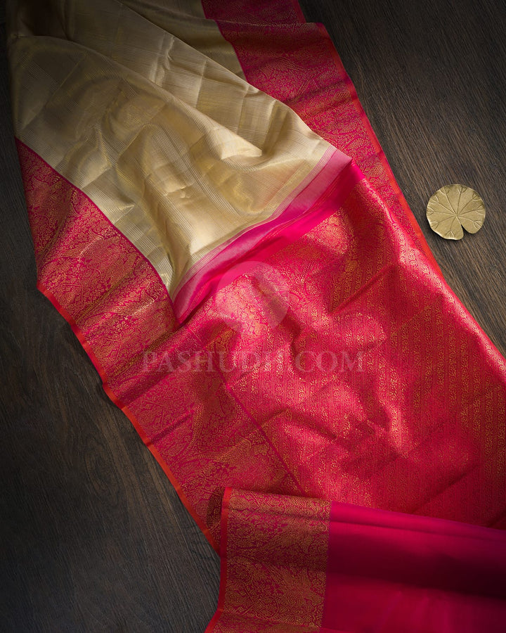 Ivory Vairaoosi Kanjivaram Silk Saree-S1519(B)
