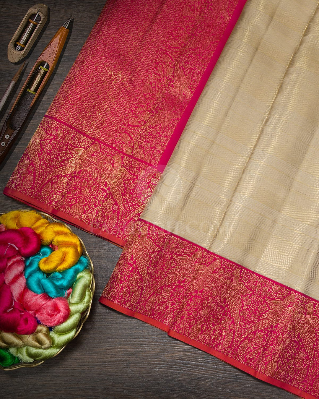 Ivory Vairaoosi Kanjivaram Silk Saree-S1519(B)
