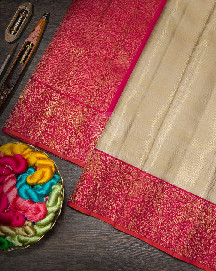 Ivory Vairaoosi Kanjivaram Silk Saree-S1519(B)