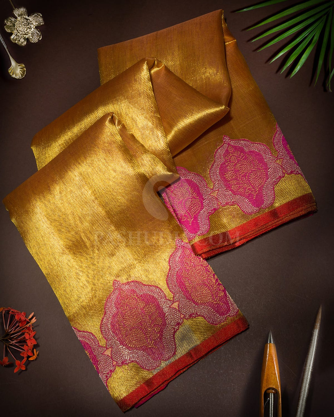 Peachy Pink Organza Shimmer Kanjivaram Silk Saree-S1833(A)