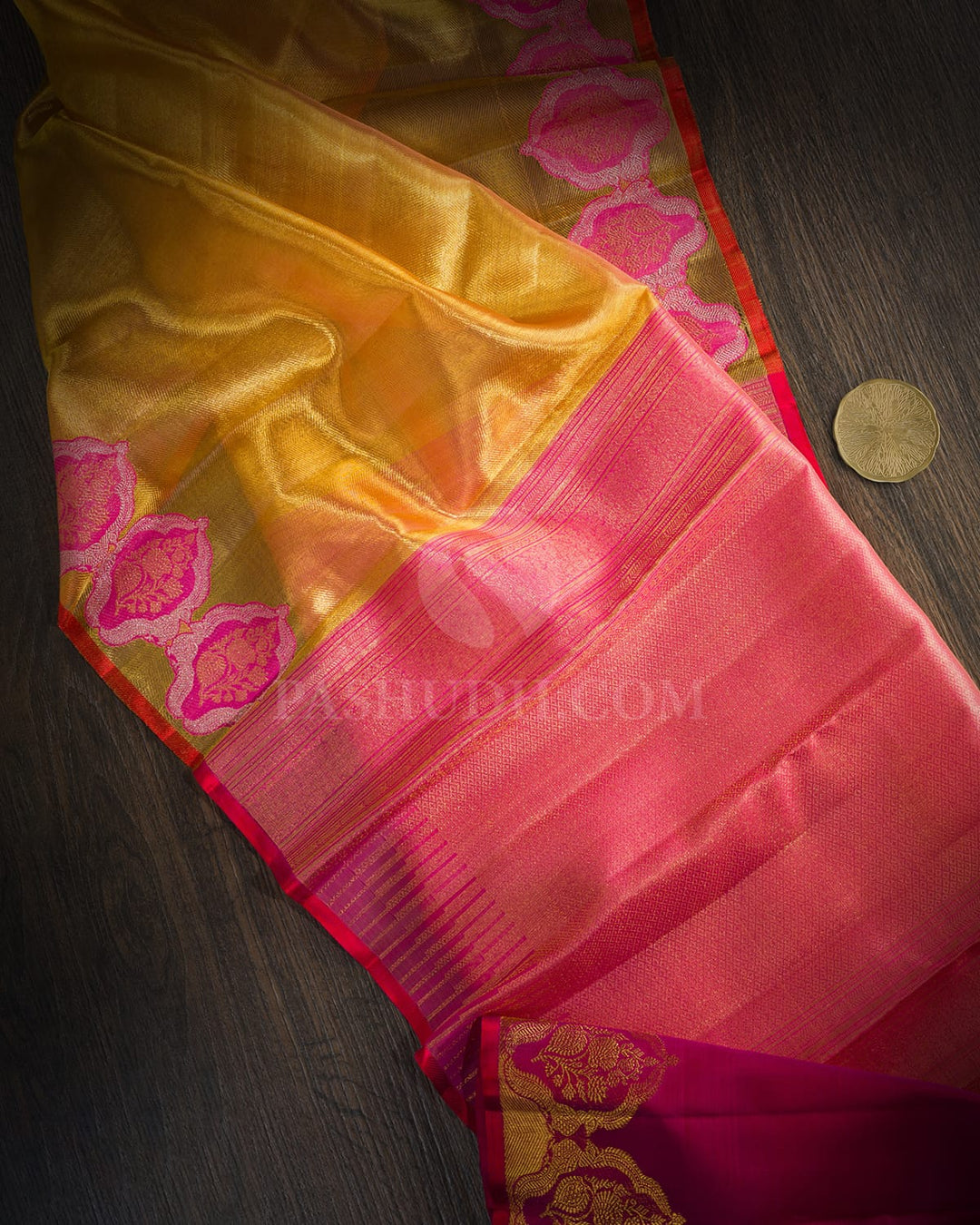 Peachy Pink Organza Shimmer Kanjivaram Silk Saree-S1833(A)