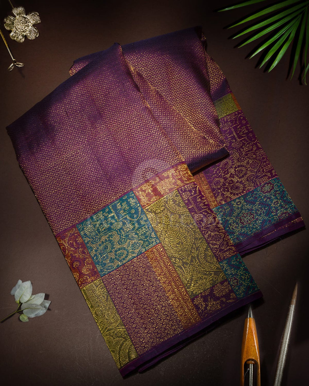 Dual Shaded Royal Purple Rangkat Kanjivaram Silk Saree-S1845(A)