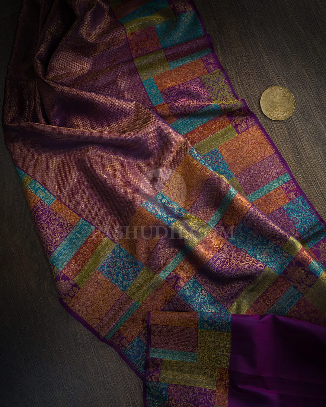Dual Shaded Royal Purple Rangkat Kanjivaram Silk Saree-S1845(A)