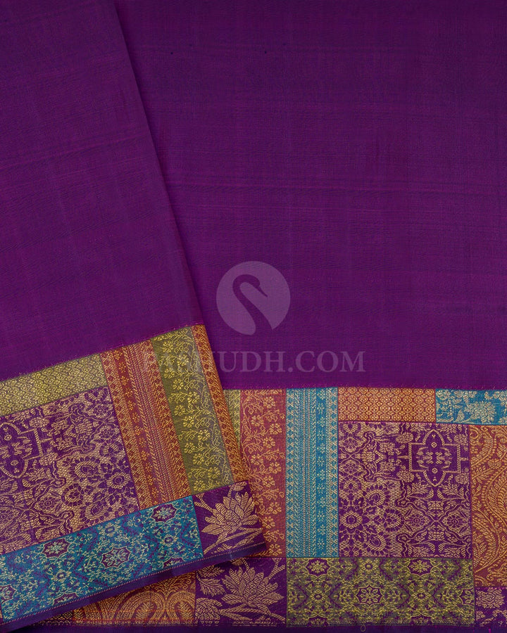 Dual Shaded Royal Purple Rangkat Kanjivaram Silk Saree-S1845(A)