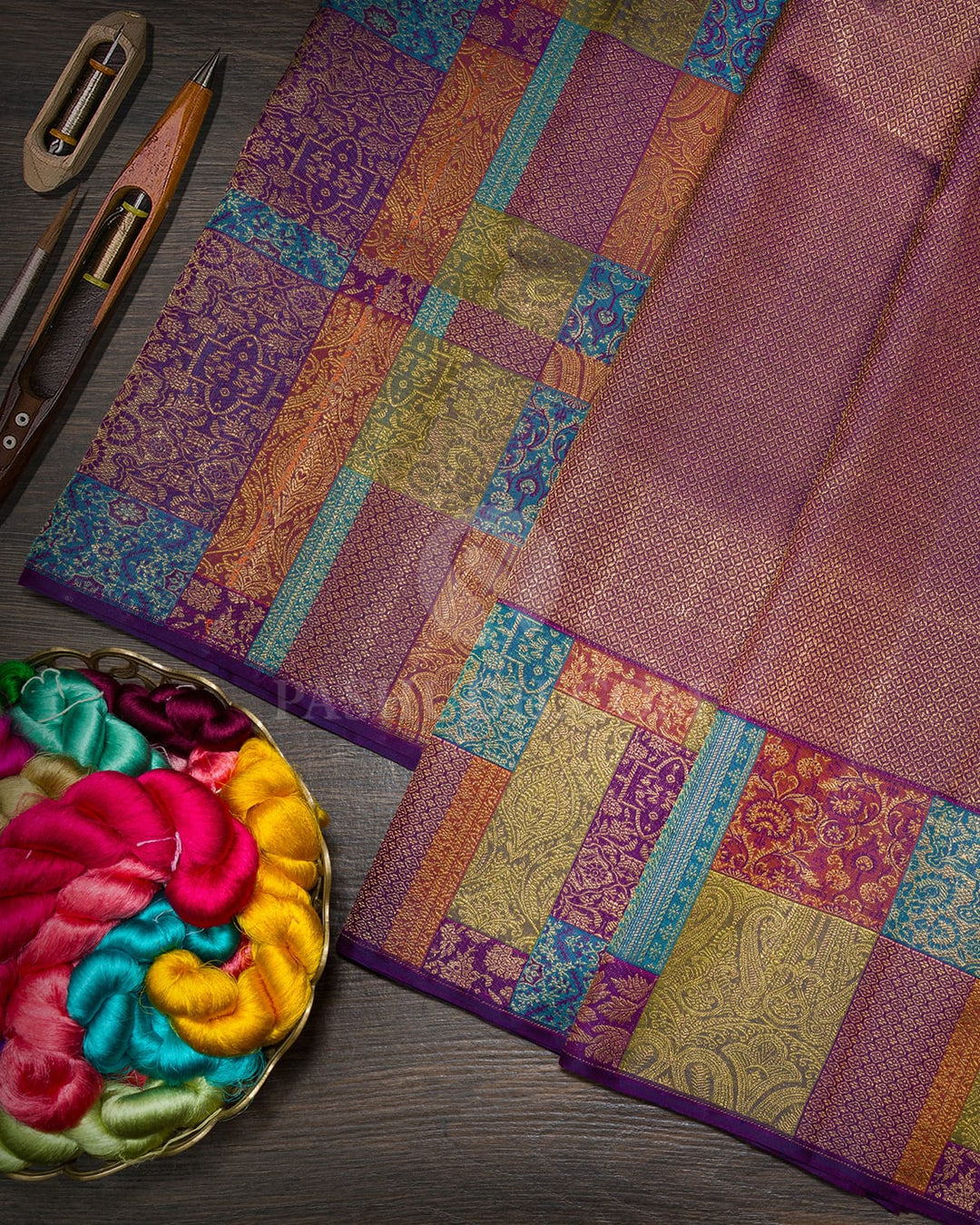 Dual Shaded Royal Purple Rangkat Kanjivaram Silk Saree-S1845(A)