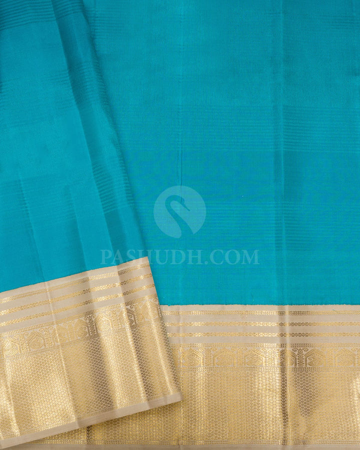 Dual Shaded Cream And Tussar Organza Kanjivaram Silk Saree-S1827(A)