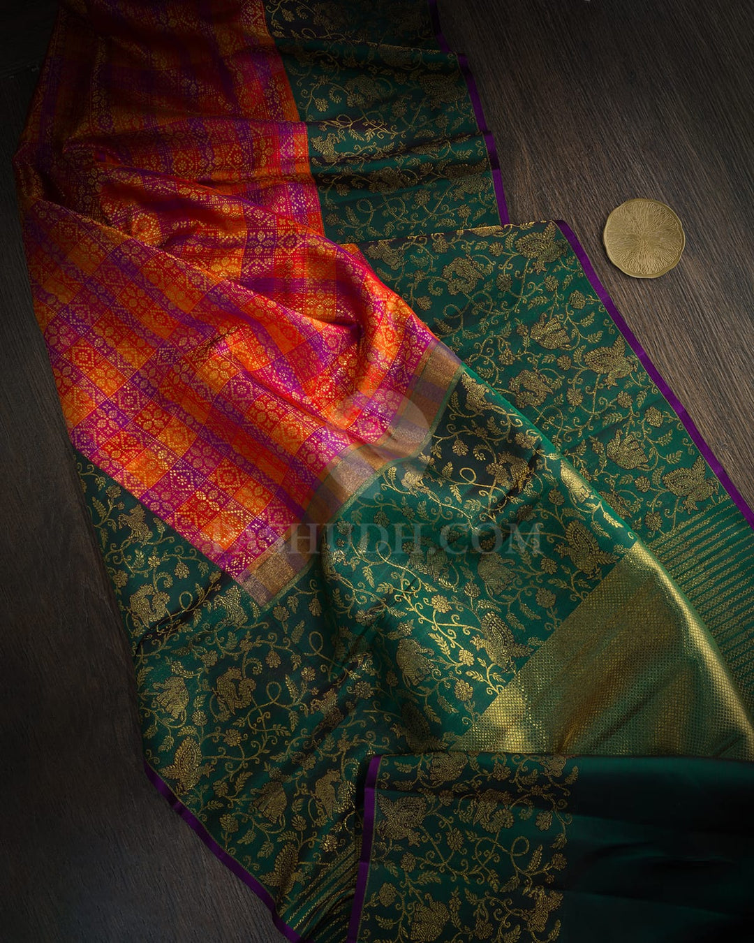 Multicolored Vanasingaram Border Kanjivaram Silk Saree-S1836(A)