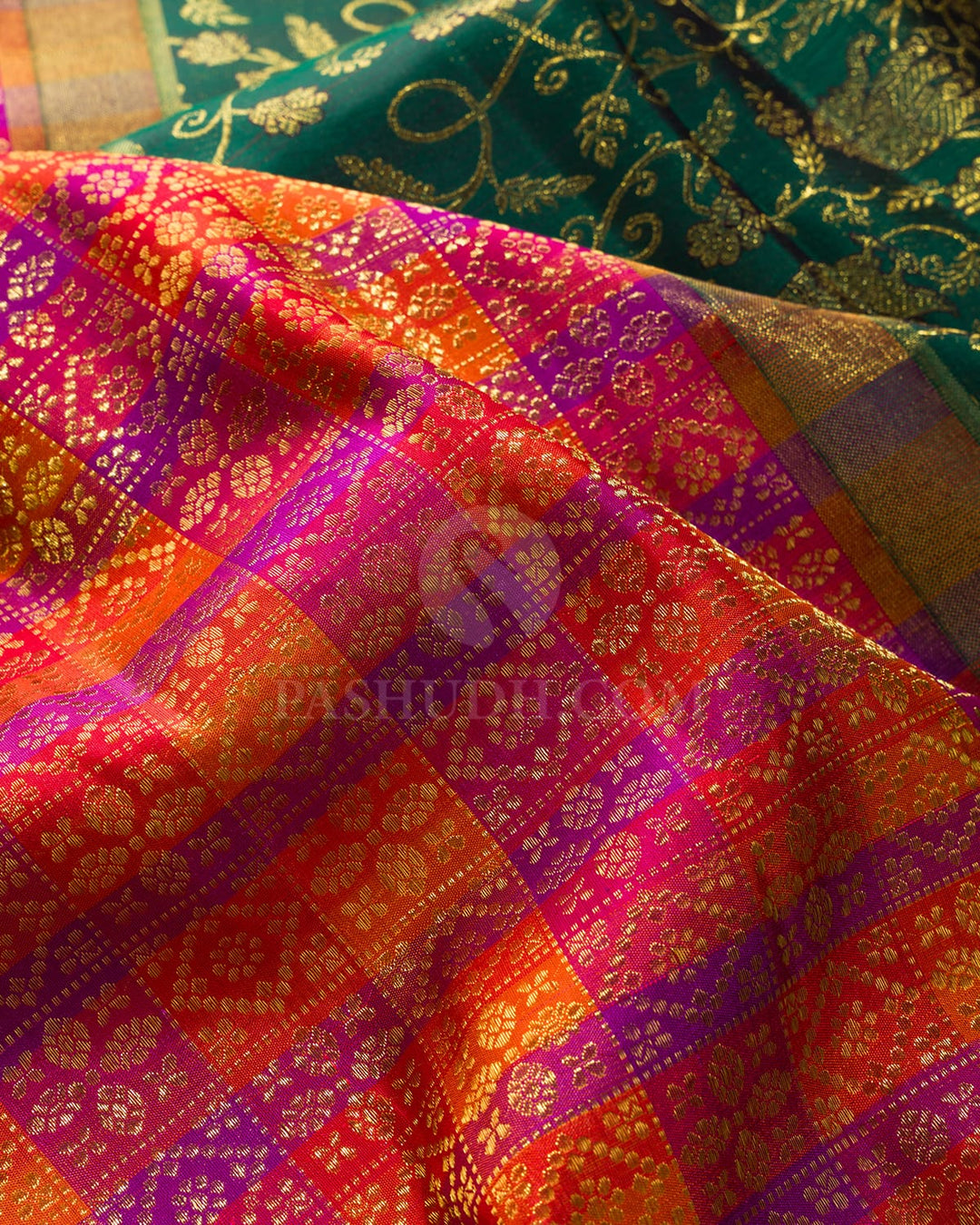 Multicolored Vanasingaram Border Kanjivaram Silk Saree-S1836(A)