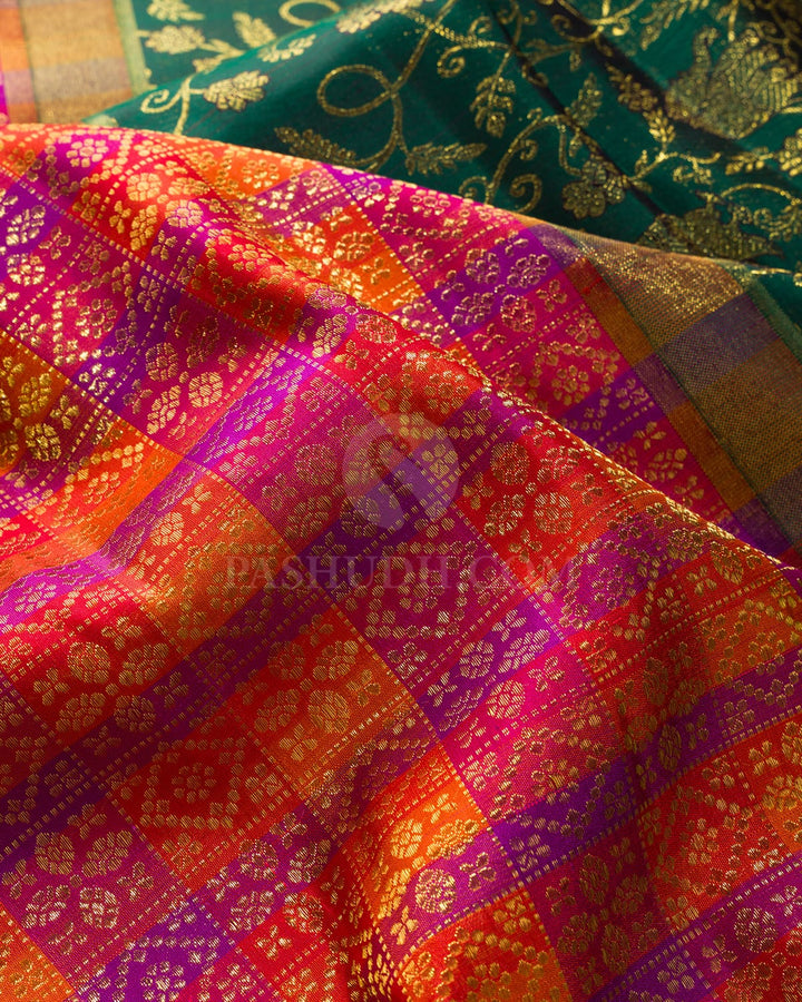 Multicolored Vanasingaram Border Kanjivaram Silk Saree-S1836(A)