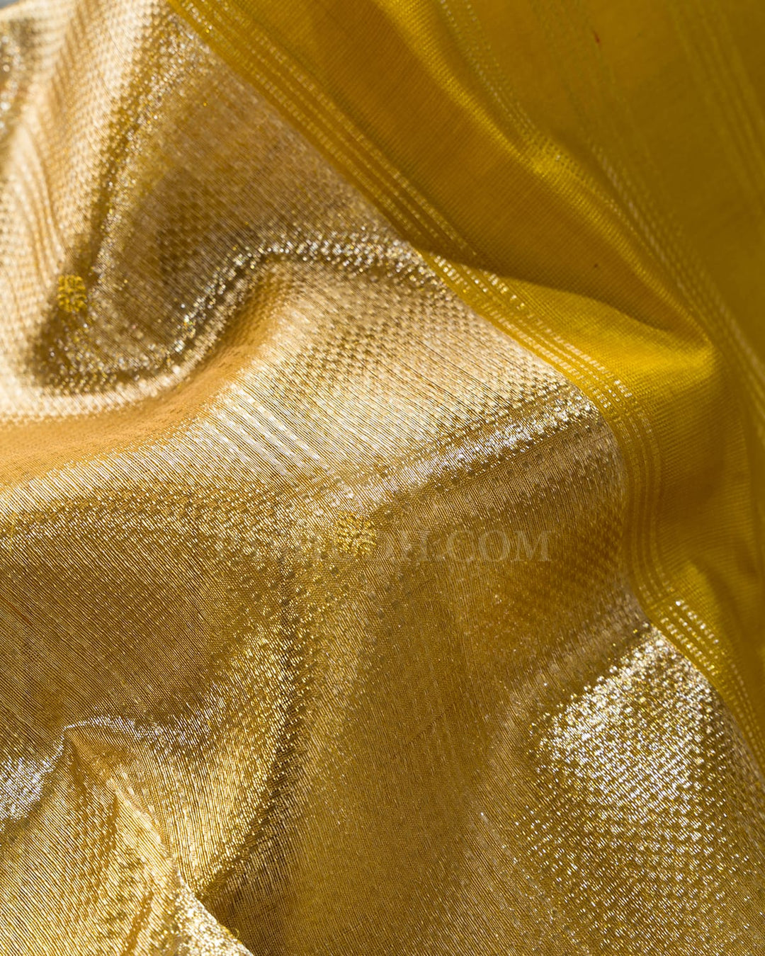 Fenugreek Yellow Organza Shimmer Kanjivaram Silk Saree-S1385(E)