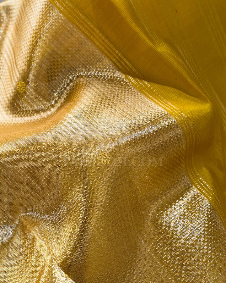 Fenugreek Yellow Organza Shimmer Kanjivaram Silk Saree-S1385(E)