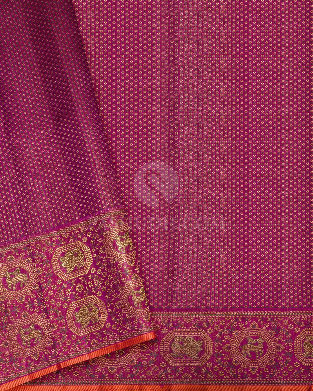 Navy Blue Vanasingaram Border Kanjivaram Silk Saree-S1674(E)