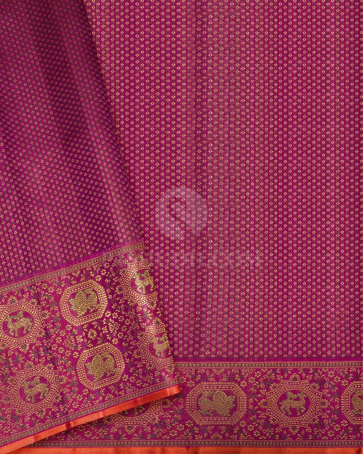 Navy Blue Vanasingaram Border Kanjivaram Silk Saree-S1674(E)