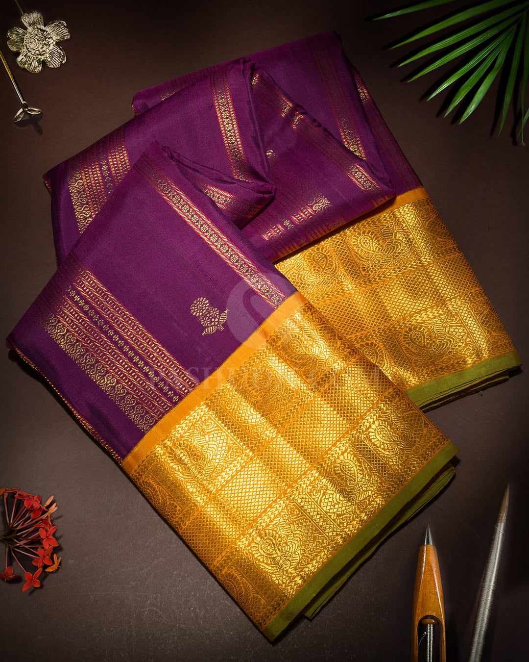 Dark Purple Kanjivaram Silk Saree-S1333(G)