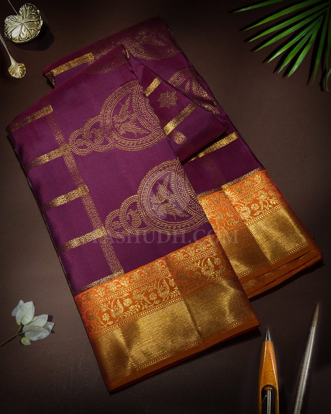 Velvet Plum Purple Kanjivaram Silk Saree-S1794(B)
