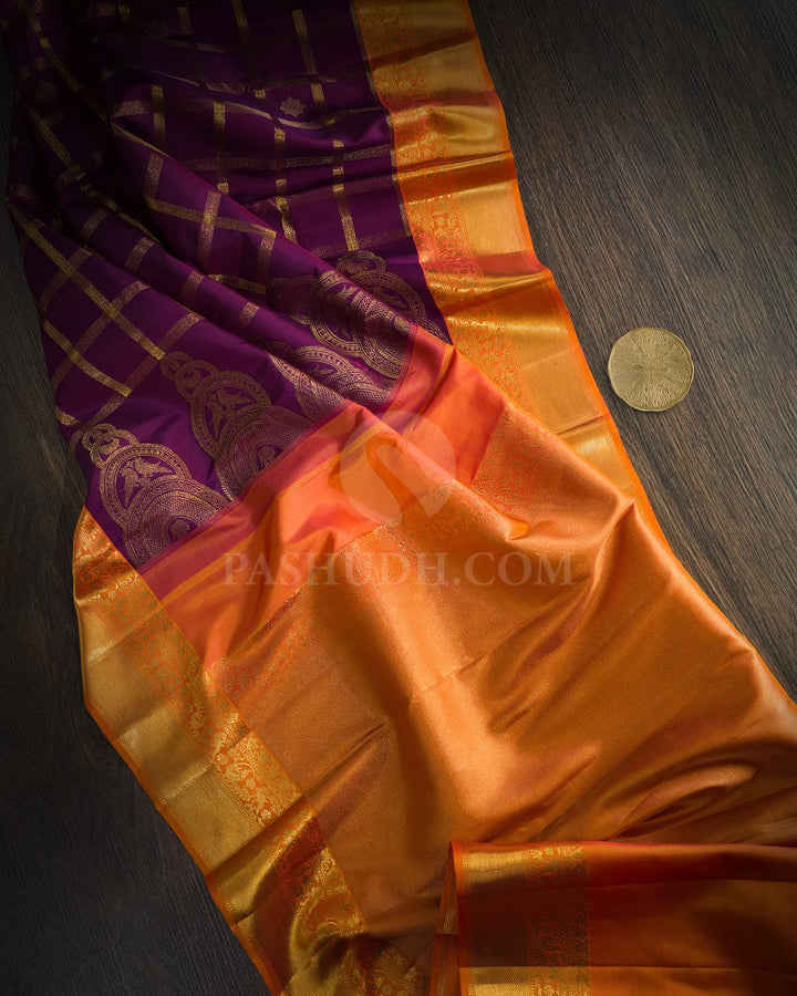 Velvet Plum Purple Kanjivaram Silk Saree-S1794(B)