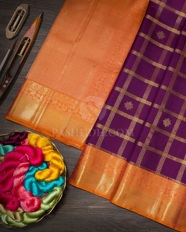Velvet Plum Purple Kanjivaram Silk Saree-S1794(B)