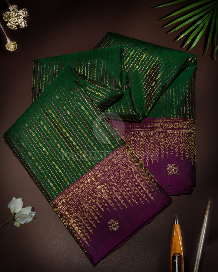 Bottle Green Kanjivaram Silk Saree-S1494(H)