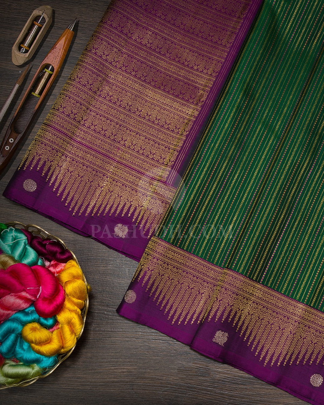 Bottle Green Kanjivaram Silk Saree-S1494(H)