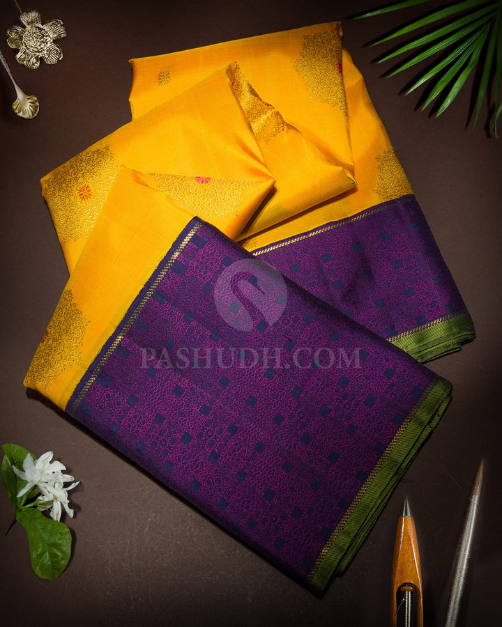 Mango Yellow Kanjivaram Silk Saree-S1846(A)