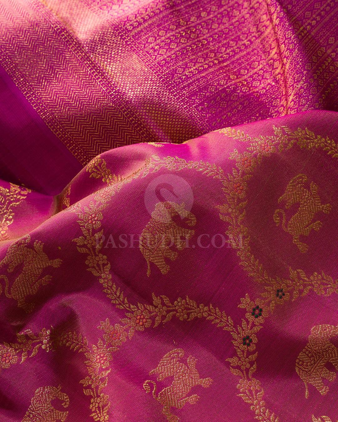 Dual Shaded Onion Pink Kanjivaram Silk Saree-S1844(A)